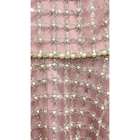 Theia Couture $795 Pink Midi Dress Pearl Crystal Embellished Formal Size 4 NWT - Picture 7 of 7